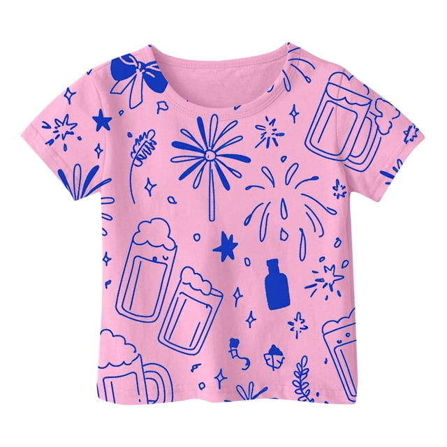 T-shirts pour Filles Imprimé Manches Courtes Été Décontracté 8-9 Ans Mode