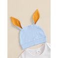 thumbnail image 6 of Qmyliery Baby Boy Easter Outfits Letter Short Sleeve Round Neck Romper with Bunny Pattern Pants and Hat 3 Pcs Set 3 6 12 Months, 6 of 8