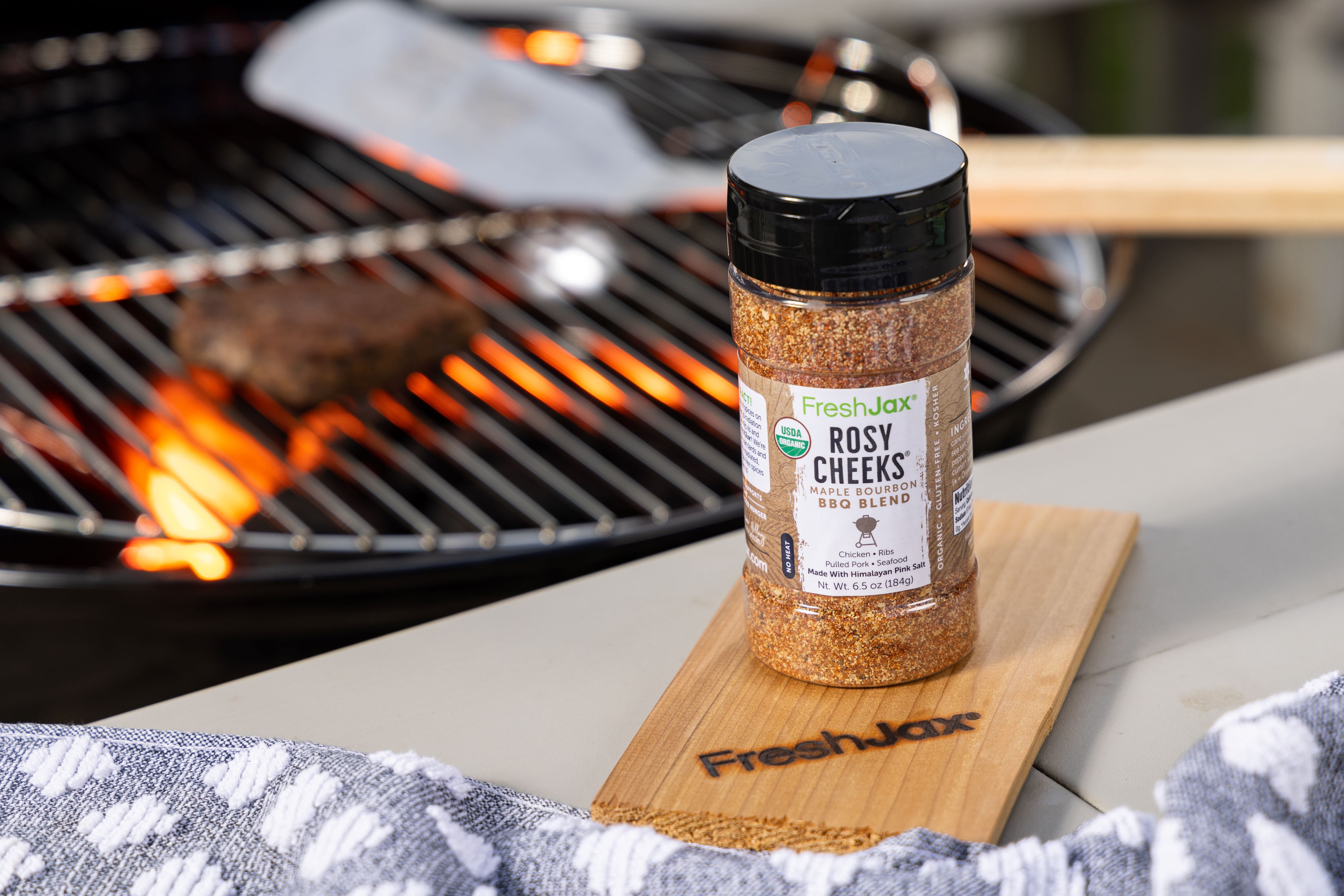FRESHJAX ROSY CHEEKS ORGANIC MAPLE BOURBON BBQ RUB, 5.2 OZ
