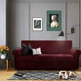 thumbnail image 2 of Housse de Canapé en Velours Peluche, Housse de Sofa (Sofa TG, Rouge Vin), 2 of 7