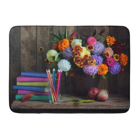 Astra Light Table GODPOK Astra Bouquet Stack of Books and Apples on The Table Back to School Teacher's Day First September Author Rug Doormat Bath Mat 23.6x15.7 inch ()