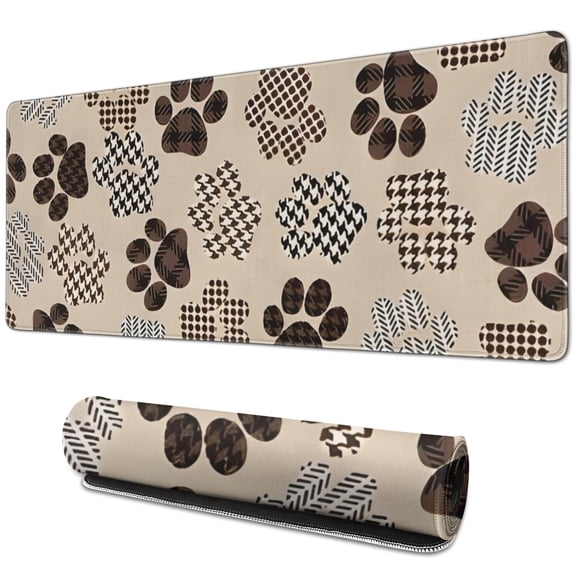 Long Mouse Pads for Desk,Paw Print Desk Mats on Top Of Desks, Desk Mouse Pad Extra Large with 3mm Non-Slip Base and Stitched Edge for Gaming,Office,Work,Home 31.5"x11.8"