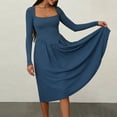 thumbnail image 4 of Womens Spring Dress 2026 - Square Neck Long Sleeve Casual A-Line Flowy Elegant Wedding Guest Party Midi Dress, 4 of 5