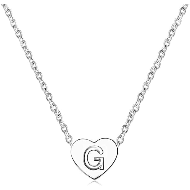 Mujeres niñas plata pequeño amor corazón letra inicial collar alfabeto AZ nombre personalizado colgante gargantilla collares Ormromra LRWJ200-7