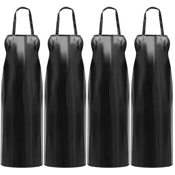 4 Pack Waterproof Rubber Vinyl Apron 43" Heavy Duty Chemical Work Apron Durable for Kitchen Dishwashing