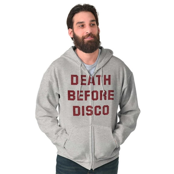 Death Before Disco Classic Quote Zip Up Hoodie Men's Women's Brisco Brands X