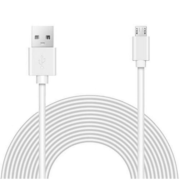 15ft Power Extension Cable Compatible with Wyze Cam v3 Indoor Outdoor, Blink, Echo, Many More. - White -