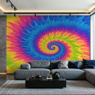 Prxcm Canvas Wall Mural Peel and Stick Large Wallpaper Artistic dye groovy pattern Wall Art Decor for Living Room Bathroom Self Adhesive and Removable 100" x 144"