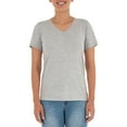 thumbnail image 5 of Time and Tru Women's Pima Cotton Blend V Neck Tee, 2-Pack, Sizes XS-XXXL, 5 of 6