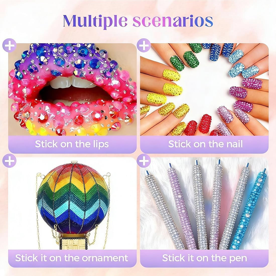 32000 Pcs Colorful DIY Resin Rhinestone Kit, 2-3 mm Multicolor Flatback Small Gems Bedazzling Kit for Diamond Art, Clothes, Shoes,Nail Art,Book Decor & Bling DIY Crafting Projects (24 Grids 24000 A)