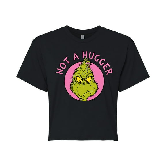 The Grinch - Not A Hugger Grinch - Juniors Cropped Cotton Blend T-Shirt