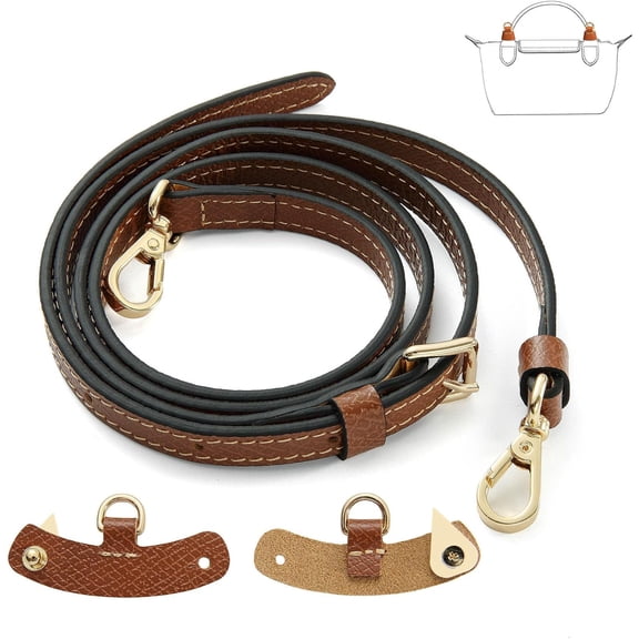 Crossbody Strap Compatible for Longchamp LP Xtra XS Pouch, Conversion Kit,GOLD Hardware Brown With Gold Hw