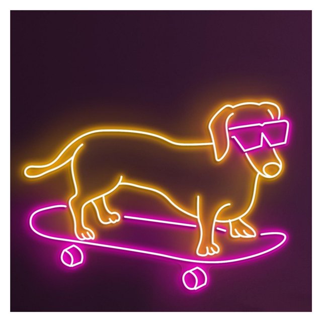 Letrero De Neón Con Un Perro En Monopatín, Ideal Para Decorar La Habitación Los Niños Brillo Ajustable 50cm