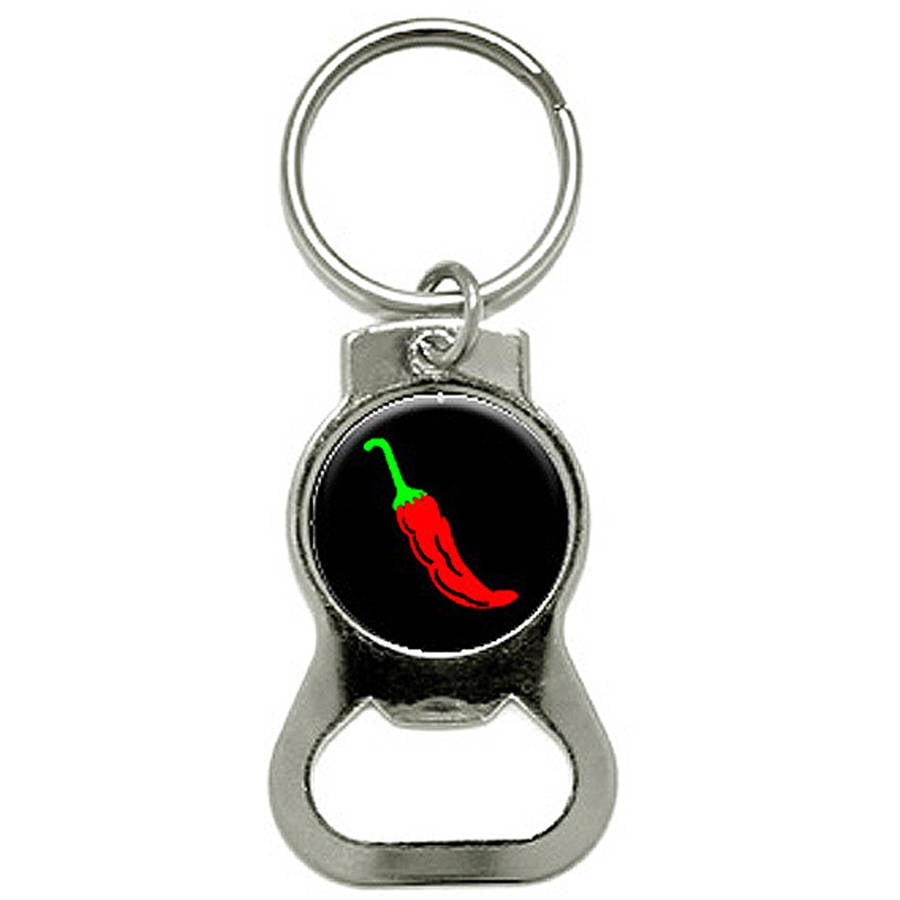 Chili Pepper Southwestern Bottle Cap Opener Keychain Ring