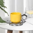 thumbnail image 6 of Ceramic Coffee Mug with Saucer Set, Latte Cup Drinkware, 250 ml Novelty Juice Mug Tea Cup for Office, Home Yellow, 6 of 8