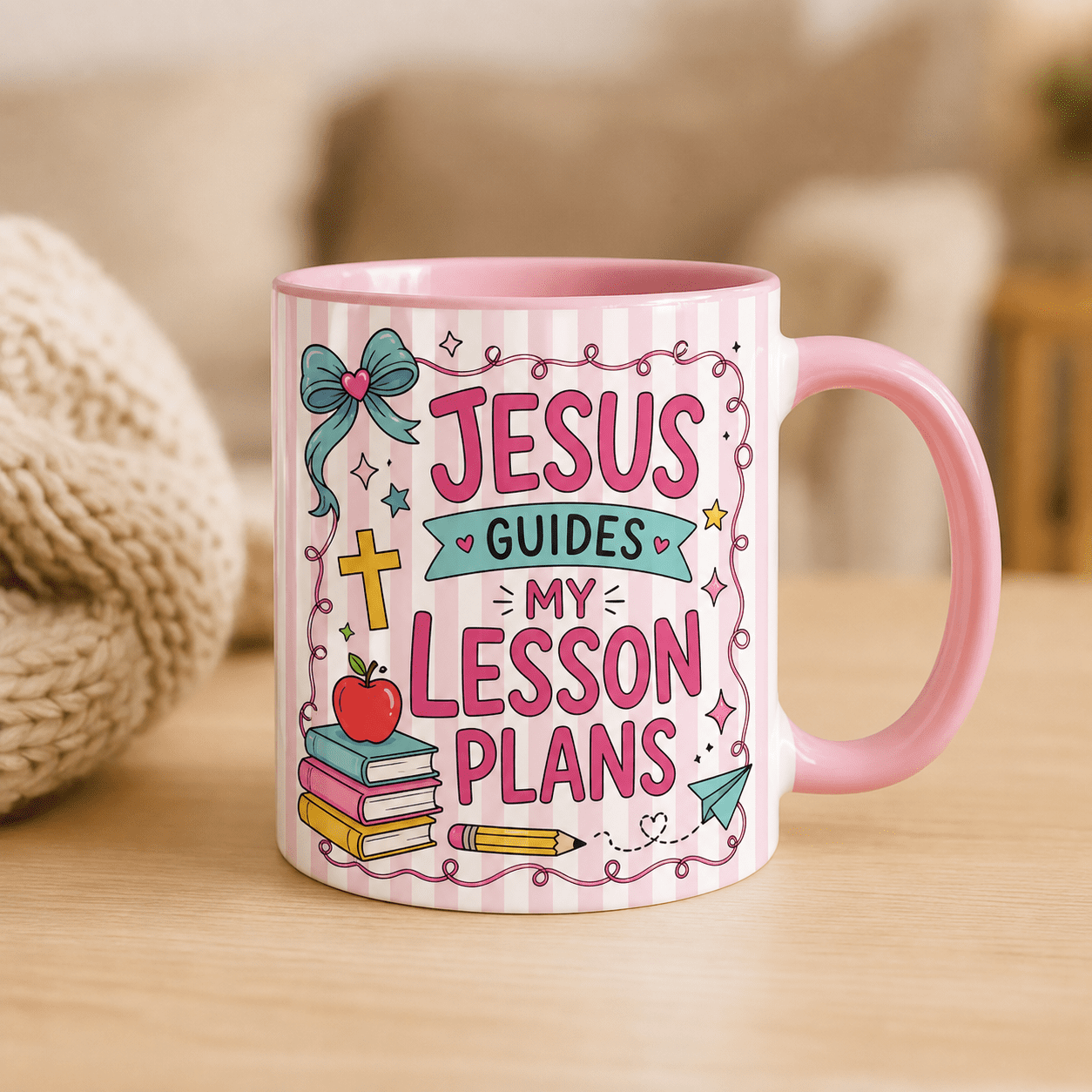 Christian Teacher Mug Jesus Guides My Lesson Plans Faith Gift for Educators