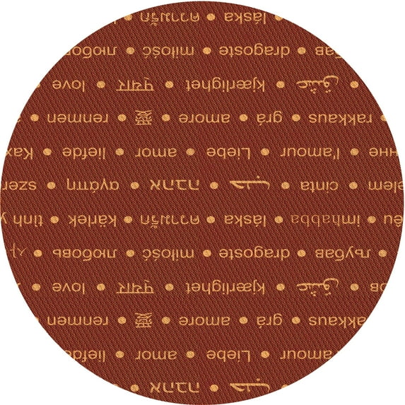 Ahgly Company Indoor Round Patterned Orange Red Orange Area Rugs, 4' Round