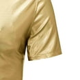 thumbnail image 5 of hlysgo Mens Metallic Shirts Shiny Button up Short Sleeve Sparkly Tops Trendy 70s Disco Party Collared Shirt Club Clothes for Men Gold XXL, 5 of 8