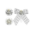 thumbnail image 3 of INSPIRE CHIC Women's Pre-Tied Neck Tie Ribbon Plaid Bowknot Brooch Pin with Rhinestone for Party, 3 of 5