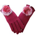 thumbnail image 1 of Labakihah warm gloves Women Winter Touchscreen Gloves For Cold Weather, Chenille Warm Cable Knit Elastic Cuff Texting Thermal Gloves For Driving Red, 1 of 6