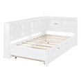 thumbnail image 4 of Hassch Day Bed Twin Size Wooden Daybed with Twin Trundle, Storage Shelf and USB Charging Ports, White, 4 of 10