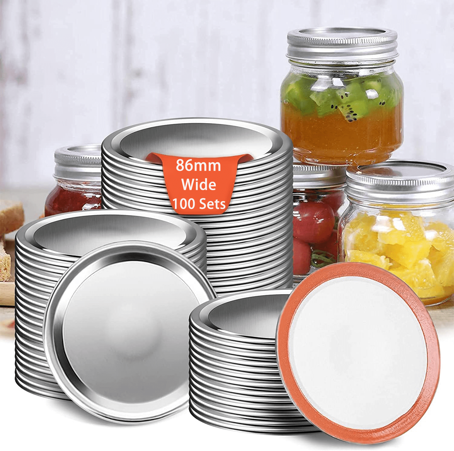 Wide Mouth Canning lids 100 Pcs WOORNIGOJIN Large Mouth Jar Lids for