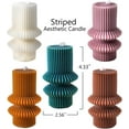thumbnail image 3 of CATPAN Boho Striped Pillar White Candles, 4.3" Tall Small Decorative Candles for Wedding Decor, Coffee Table, Shelf Styling, Scented Soy Wax Aesthetic White Home, Space Centerpiece, 2 Pack, 3 of 9