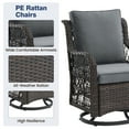 thumbnail image 5 of Twister.CK 3 Pieces Patio Furniture Set, Outdoor Swivel Gliders Rocker, Wicker Patio Bistro Set with Rattan Rocking Chair, Glass Top Side Table and Thickened Cushions for Porch Deck Backyard, 5 of 8