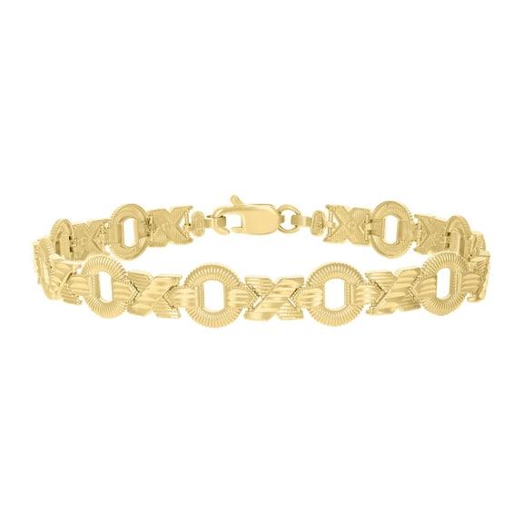 10kt Real Yellow Gold Womens XOXO 8" Stampato Bracelet