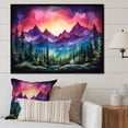 thumbnail image 2 of Designart "Aurora Borealis Mountains Purple Spectacle II" Extra Large Landscapes Framed Wall Art - Coastal Purple Landscape Cottage Mountains Winter Living Room Framed Canvas Art, 2 of 7