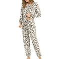 thumbnail image 3 of MODA NOVA Junior's Printed Long Sleeve Winter Flannel Pajama Sets Medium Leopard printed, 3 of 7