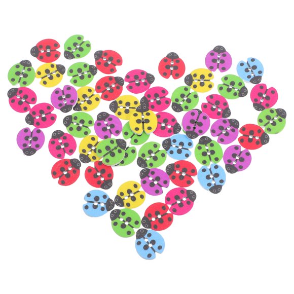 IFANLANDOR 100 Pcs Ladybug Embellishments Crafts Wooden Assorted Color DIY Craft for Collections
