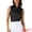 Black, variant on Women's Satin Elegant Sleeveless One Button Office Blouse XS White