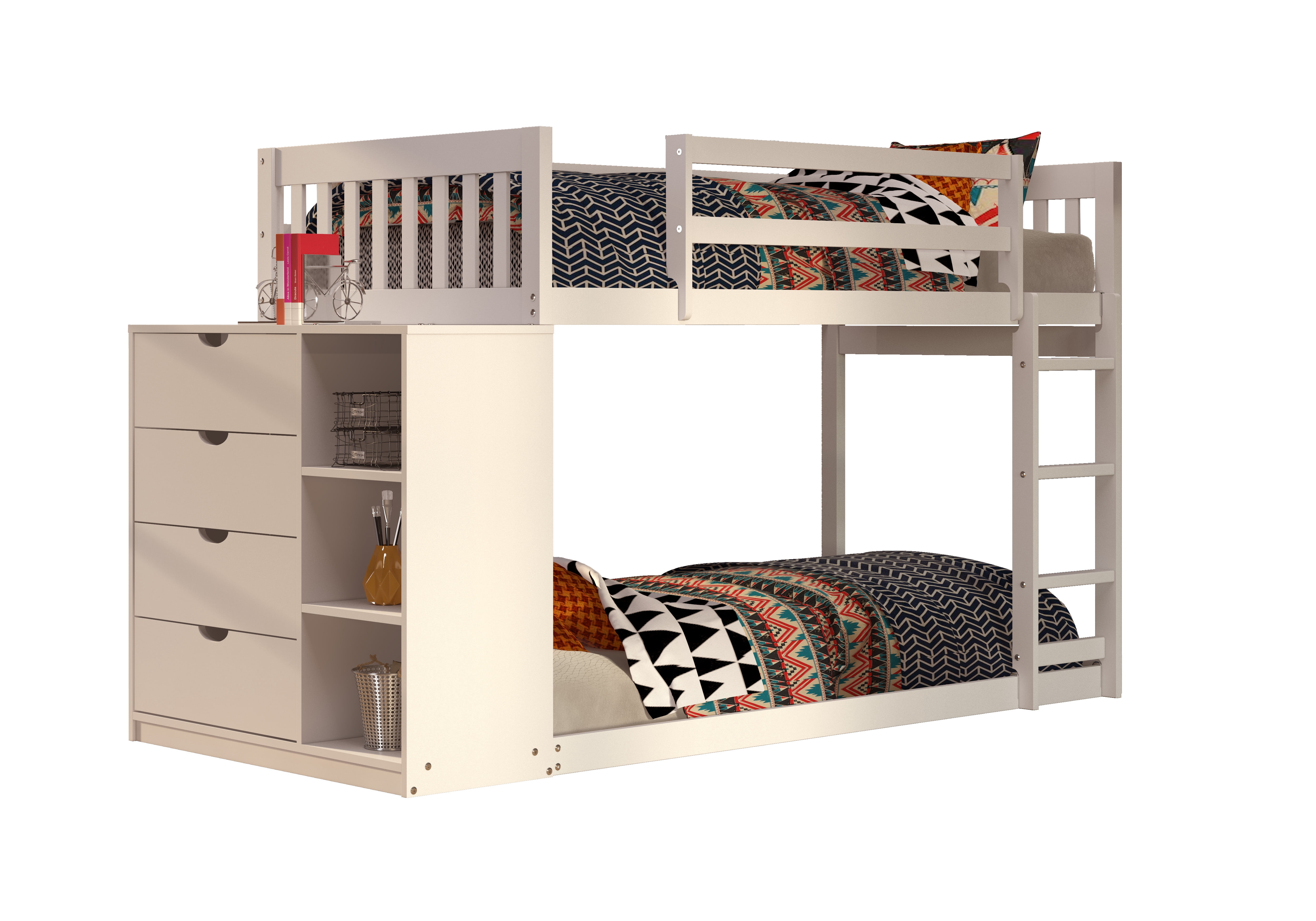 Donco Kids Twin Over Twin Mission Chest Bunk Bed, White