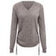 thumbnail image 2 of Gibobby Playera De Algodón 2023 Blusa plisada de Color sólido esmerilado con tiras y cuello en V para mujer, camiseta plisada de manga larga（Gris， XL), 2 of 5