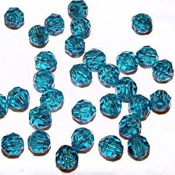 Jolly Store Crafts 6mm Transparent Teal Faceted Round Beads, 500pc., Made in the USA
