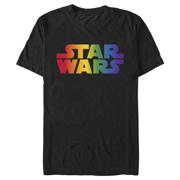Men's Star Wars Pride Rainbow Classic Logo Graphic Tee Black 3X Large