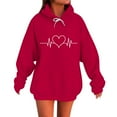 thumbnail image 2 of Guieoi Sweatshirts for Women Plus Size under $10.00 Women Fall Winter Casual Christmas Solid Round Neck Long Sleeve Pullover Blouse Sweatshirt Red Black*Friday/Cyber*Monday, 2 of 5