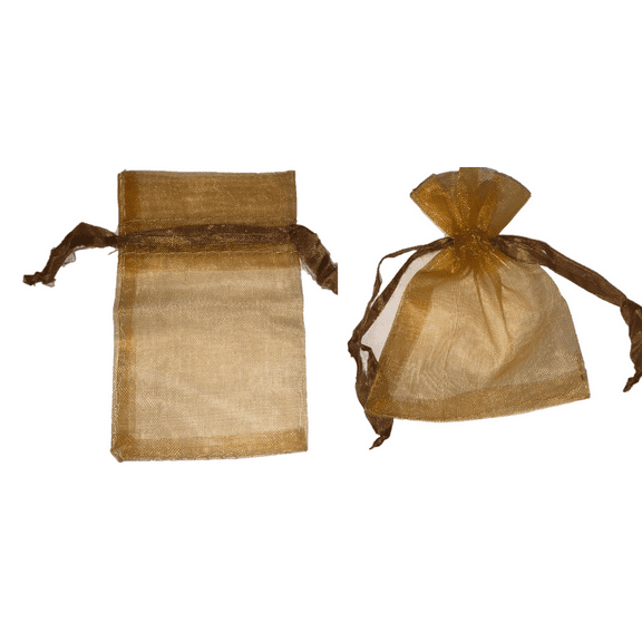 Charmed Wedding Party Gold Organza Sheer Favor Pouch Treat Jewelry Bag; 3"x4"; 100 counts