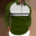thumbnail image 2 of Hfyihgf Mens Classic Polo Shirts Long-Sleeve 1/4 Zip Up Pullover Slim-Fit Fashion Shirt Color Block Lightweight Athletic Golf Tops(Green,M), 2 of 5