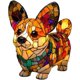 thumbnail image 2 of Lámpara de mesa con diseño de perro Corgi, luz nocturna artística de la serie Dog, regalo de cumpleaños y Navidad, lámpara de mesita de noche con vitrales y luz ambiental cálida, lámpara de cachorro, 2 of 6
