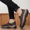 thumbnail image 3 of Men's Black Slip-On Thick Sole Outdoor Leather Casual Shoes, 3 of 9