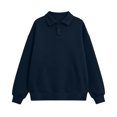 thumbnail image 4 of WQNVRNR Womens Collar Sweatshirt Casual Loose Fit Kangaroo Pocket Button Front Fall Pullover Sweatshirt with Pocket Navy 2XL, 4 of 8