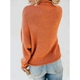 thumbnail image 5 of Women'S Winter Autumn Solid Color Lantern Sleeve Long Sleeve Sweater Pullover Coat Orange Red XXL, 5 of 6