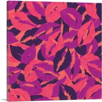 ARTCANVAS Purple Pink Orange Blue Camo Camouflage Lips Kiss Pattern Canvas Art Print - Size: 18" x 18" (1.50" Deep)