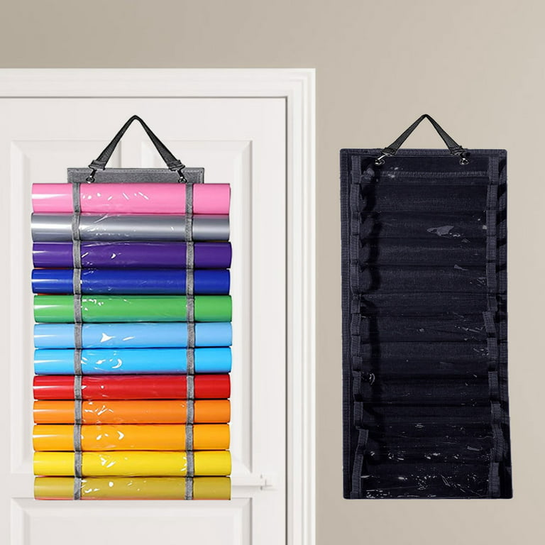 48Grid Vinyl Rolls Storage Holder Hanging Bag Vinyl Storage Rack Craft  Vinyls Organizer Pocket Wall Mount Over The Door