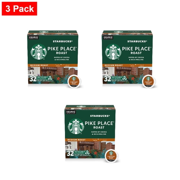 Starbucks Pike Place Medium Roast K-Cup Coffee Pods 32 ct - 3 Pack