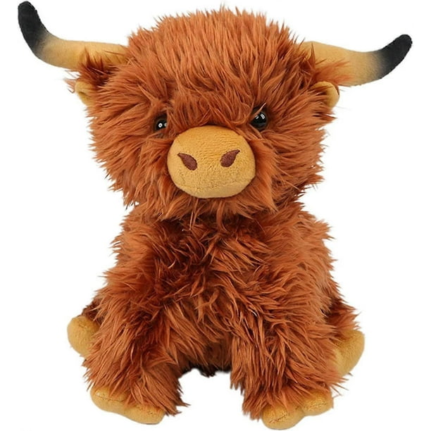 Ubiuo Highland Cow Stuffed Animals, Realistic Fluffy Scottish Cow Plush Toy Doll Gift For Adults Kids (brown A)