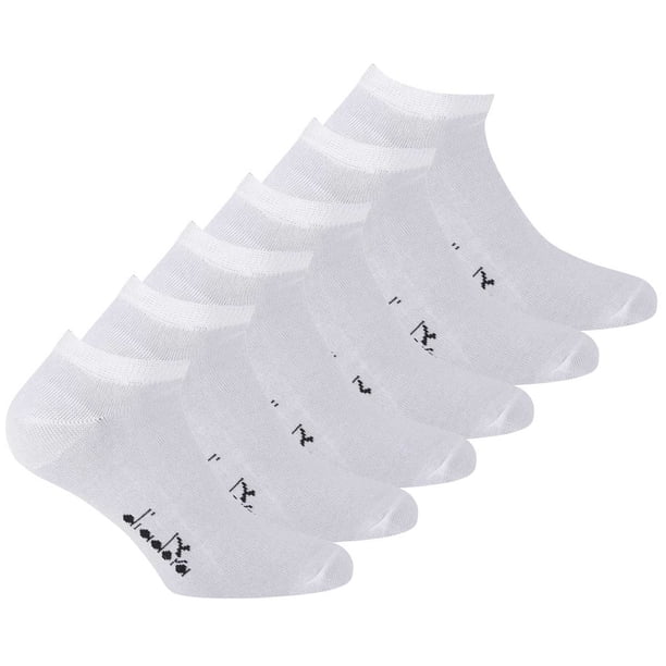 Diadora Calcetines de Deporte Unisex, Paquete de 6 - Calcetines Deportivos, Algodón Mercerizado, Logotipo, color sólido Blanco 39-42