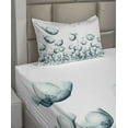 thumbnail image 2 of Ambesonne Flower Fitted & Top Sheet Set with Sham, Poppy Flora Windy Day, White Teal, 2 of 4